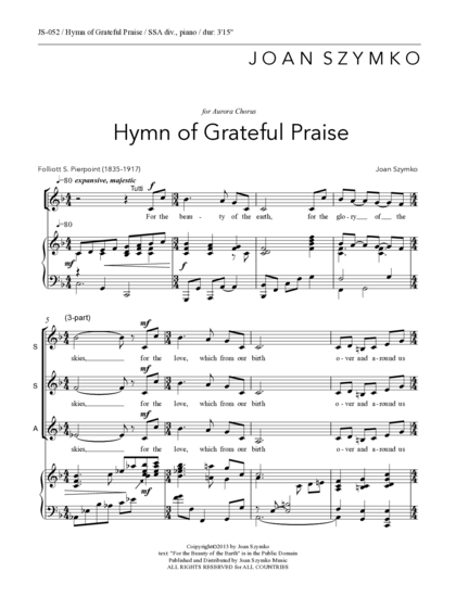 Cover image for Hymn of Grateful Praise